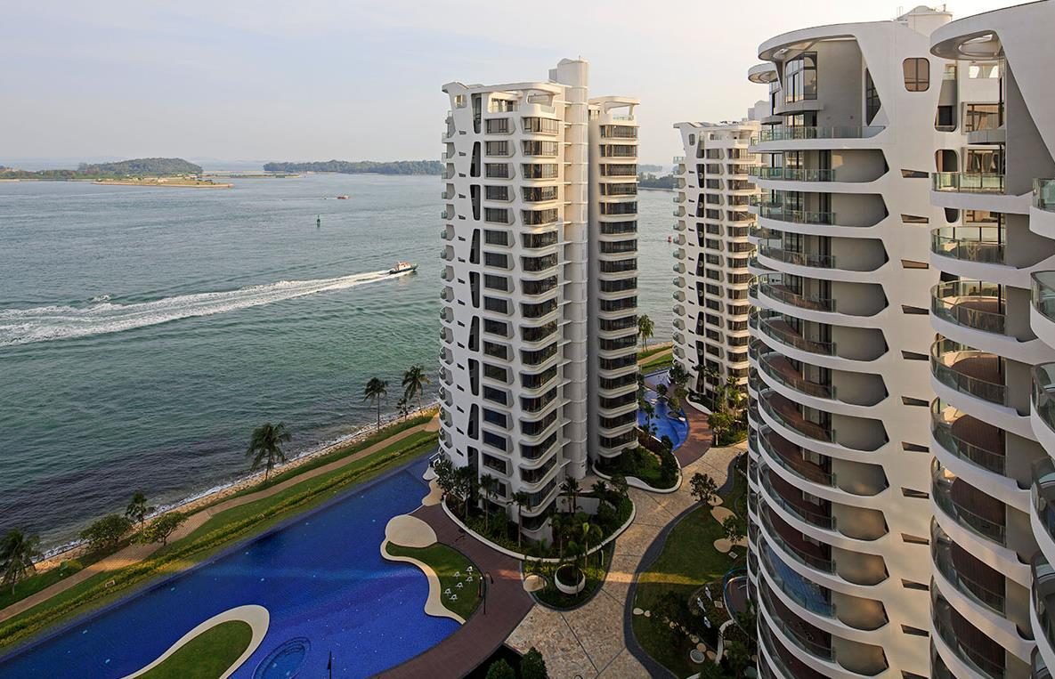 Looking over the towers to the sea